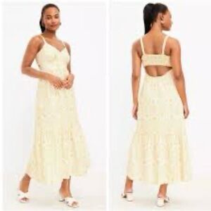 LOFT Light Yellow Backless Dress